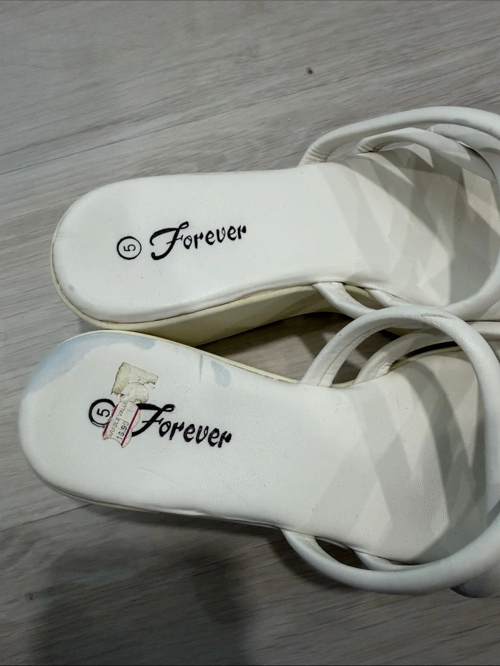 Forever White Strappy Square Toe Slide Sandals